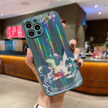 国潮苹果13promax手机壳XR极光X/XS玻璃iPhone12中国风11保护套7/8P(绿色 苹果13Pro)