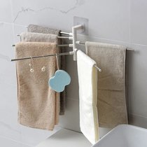免打孔旋转毛巾架卫生间挂毛巾的架子浴室壁挂毛巾杆洗手间置物架(二杆)