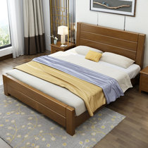美天乐 床 实木床 1.5米1.8米现代简约婚床 新中式高箱储物床 单双人床(1.5*2米胡桃色 床)