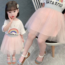 女童网纱半身裙2021夏装新款洋气儿童蓬蓬纱裙女孩公主裙宝宝裙子(粉色 100)