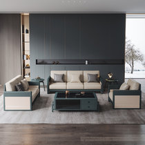 吉木多 免洗纳米科技布沙发客厅现代简约布艺实木沙发小户型(墨绿色+米白色 1+2+3+茶几)