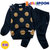 JELISPOON吉哩熊韩国童装冬季新款女童大斑点可爱加绒套装(150 深蓝色)
