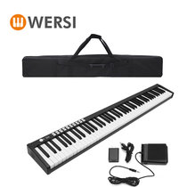 Wersi BX-1A 多功能88键数字音乐键盘钢琴,全尺寸半加重键便携式钢琴,支持USB/MIDI,蓝牙,耳机,麦克风(黑色 便携式钢琴)
