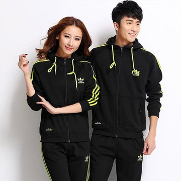 adidas阿迪达斯三叶草春秋情侣运动套装男士运动服休闲运动装女款
