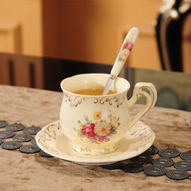 欧式陶瓷咖啡杯子高档精致杯具套装英式下午花茶家用小奢华优雅。(浪漫花海1杯1碟1勺-B31 默认版本)