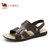 camel骆驼男鞋 日常舒适休闲简约牛皮凉拖鞋 新款沙滩鞋A422287009(棕色 39)
