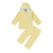 优1宝贝 儿童天鹅绒居家服装婴儿幼儿外出服保暖两件套分体内衣(黄色 3个月)
