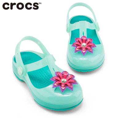 Crocs女童凉鞋伊莎贝拉夏季包头凉鞋软底果冻儿童宝宝鞋子|205044(C9 25.5码16.5cm 肉粉色)