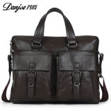Danjue/丹爵 牛皮 电脑包 手提包 公文包 商务包 时尚男包 男式包 D8102-1(啡色)