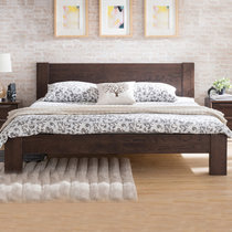 恒兴达 白橡木全实木床1.5现代简约日式北欧白橡木主卧双人床粗腿1.8米原木家具(1.5*2米胡桃色 床+床头柜*1)