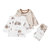 Petitkami2021秋冬婴童地图印花圆领分体长袖长裤套装(120 白色套装)