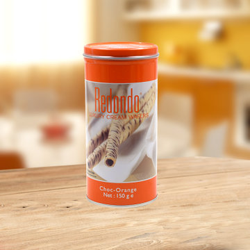 瑞丹多威化卷心酥巧克力香橙味150g印尼进口清真休闲零食品蛋卷饼干棒(巧克力香橙味)