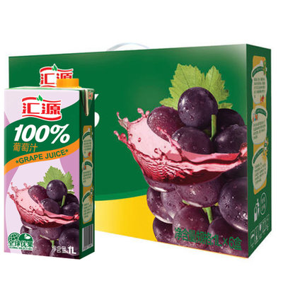 【国美自营】汇源100 %葡萄汁1L*6瓶