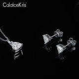 CaldiceKris （中国CK）经典三角形吊坠耳钉套装CK-S90F(白金色)