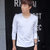 卡郎琪 男士新款韩版长袖T恤 男时尚简约纯色青年V领打底衫 男舒适长袖T恤上衣 DQC1215(白色 XL)