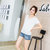 Mailljor 2014夏季韩版仿真丝上衣短袖圆领T恤衫纯色衬衫女装A165(白色 M)