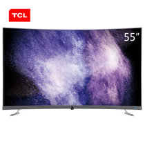 TCL 55P5 55英寸 4K超窄纤薄金属边框 64位32核人工智能曲面电视(黑 55英寸)