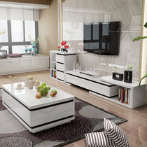 兰宝艺家客厅现代简约白色烤漆电视柜茶几组合可伸缩电视机柜地柜(白色单个电视柜)