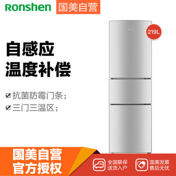 容声(Ronshen) BCD-219SD1NE 219升 三门 冰箱 直冷定频 卡其银