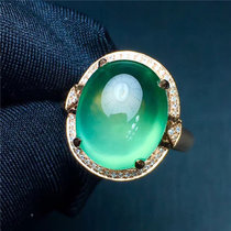 18k金葡萄石戒指 浓绿葡萄石 水润透亮 晶体好 造型精美 水晶宝石女款戒指