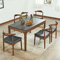 A家家具 餐桌 火烧石实木餐桌椅餐组合 欧式中式客厅家具桌子 一桌四椅(餐椅橡木实木款 一桌六椅)