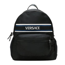Versace范思哲男士LOGO字母图案织物双肩包黑色 时尚百搭