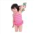 动点儿童泳衣 女童裙式连体 可爱韩版条纹小童游泳装2013新款包邮(粉条纹 M)