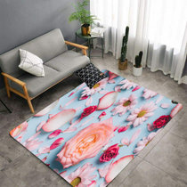高清数码印花地毯进门卧室家用印花客厅地毯批发沙发茶几毯飘窗毯(花朵)