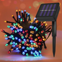 LED太阳能小彩灯户外防水满天星圣诞灯串阳挂件台花园庭院装饰灯(灯串-彩色 太阳能-12米100灯【8模式】)