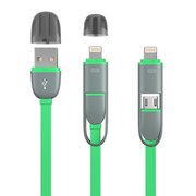 二合一数据线 iPhone6数据线 苹果5s 6s  安卓手机通用一拖二充电线(绿色)