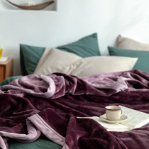 芳登(FOUNT) 轻奢保暖云貂绒牛奶绒毛毯子 床上用品加厚春秋纯色盖绒毯床单(苜蓿天青紫)