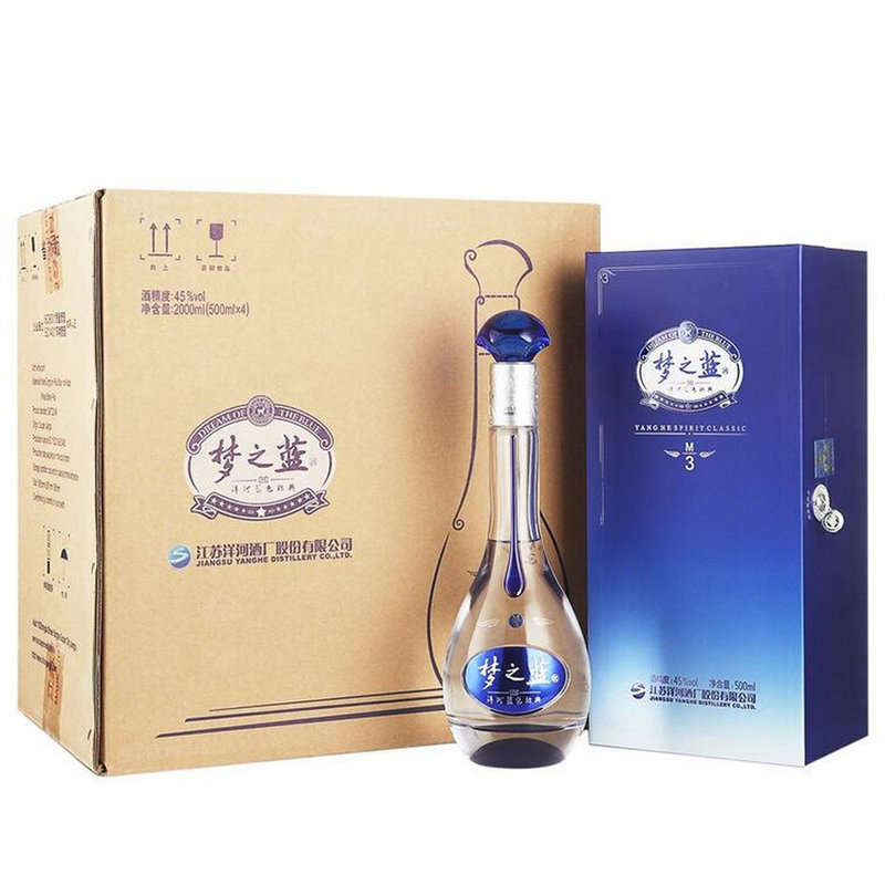 洋河白酒500ml*4瓶 洋河蓝色经典 梦之蓝m3 45度