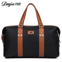 丹爵新款时尚休闲行李袋 大容量手提包 撞色牛津布防水包 商务短途出差旅行包 D8072-1(黑色)
