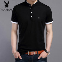 夏季男士短袖t恤 韩版修身半袖T恤男 青年男装上衣POLO衫 PB-8809 值得(PB-8809黑色 170)