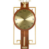 汉时（Hense)创意黄铜鹿头挂钟实木时钟欧式客厅大气石英钟表HP1922(铜色边框金属表框)