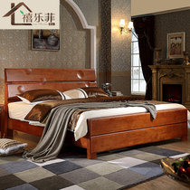 禧乐菲 实木床 床 双人床 橡木床 田园床 中式家具 1.8米1.5米(原木色 1.8*2米)