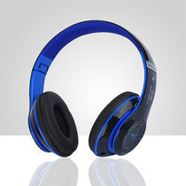 无线蓝牙耳机重低音头戴式手机通话全包耳插卡游戏耳麦电脑通用(黑蓝)