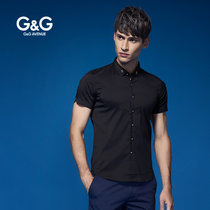 G&G男装新品夏季薄款棉男士短袖衬衫修身商务衬衣小领免烫衬衫男(白色 XXXL)
