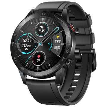 荣耀magic watch手表2运动防水GPS智能电子蓝牙通话心率睡眠血氧检测NFC消息电话提醒手环(碳石黑 官方标配)