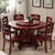 美天乐 现代中式实木餐桌椅组合家具 组装圆形带转盘饭桌6人家用实木餐桌(红棕色 1.2米+6椅带转盘)
