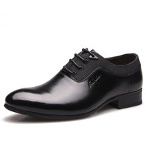 牧惠森2016男士商务正装皮鞋男士婚鞋尖头系带英伦皮鞋60181(黑色 42)