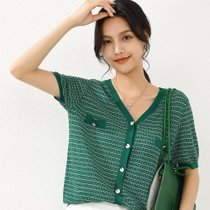 撞色提花针织衫(绿色 170/92A)