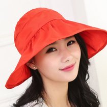 户外遮阳帽子大沿沙滩韩版潮女士夏季遮阳帽 防嗮户外可折叠太阳帽tp1267(大红色)