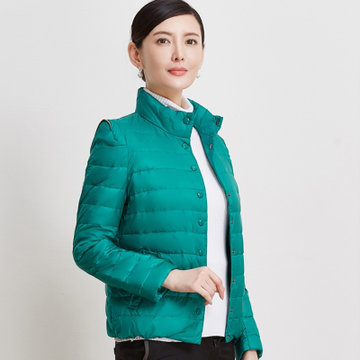 鸭鸭2017新款女装韩版修身羽绒服女立领冬季短款时尚羽绒服B-361(军绿色 155)