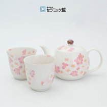 日本进口陶瓷茶具美浓烧ceramic 蓝日式和风浪漫樱花茶壶茶杯礼盒