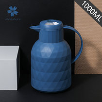 日本AKAW新款保温壶家用水壶玻璃内胆暖壶小型热水瓶大容量暖瓶(绅士蓝-1000ml)