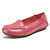 AICCO  春季新款牛皮豆豆鞋子舒适透气女鞋平底鞋夏季单鞋鞋子139-1(梅红 36)