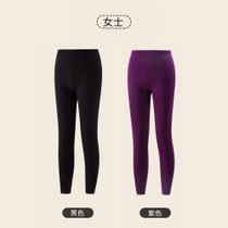 雅鹿棉质加绒保暖裤两条装女【黑色+紫色】3XL其他 柔软亲肤舒适透气