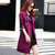 莉妮吉尔风衣女2017春装新款韩版修身中长款双排扣风衣气质大码女装外套(紫色 XL)