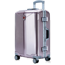AC米兰 行李箱拉杆女个性欧美拉杆箱旅行箱登机箱20寸超轻拉杆箱男万向轮 V领铝框款AC010(玫瑰金 29寸)